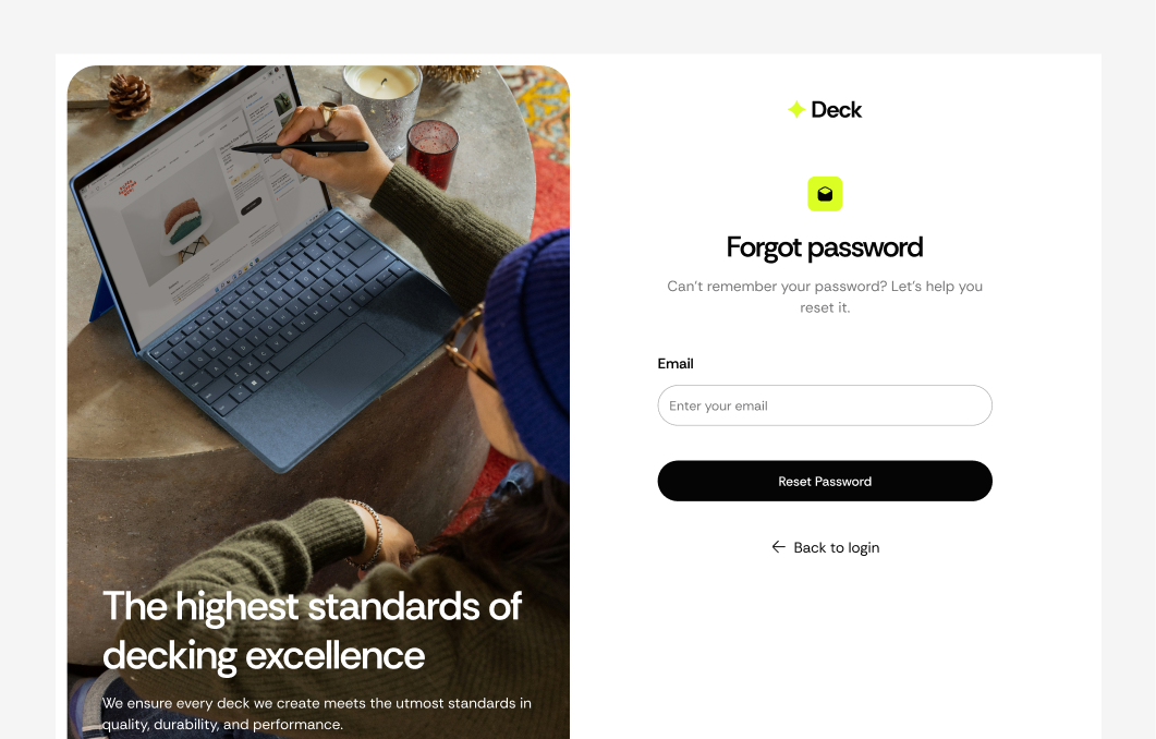 Forgot Password #1 – Deck Styles
